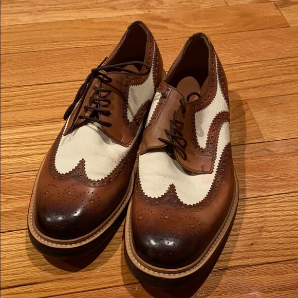 Rare Gucci leather & canvas wingtip oxfords - Picture 3 of 8